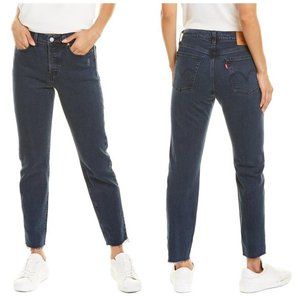 Levis Premium Women Denim Jean Wedgie Icon Ankle High Rise Taper Crop Black Blue